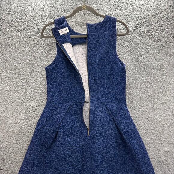 Closet London Women's Size 12 Blue Sleeveless Fit and Flair Dress Back Zip - Picture 7 of 8